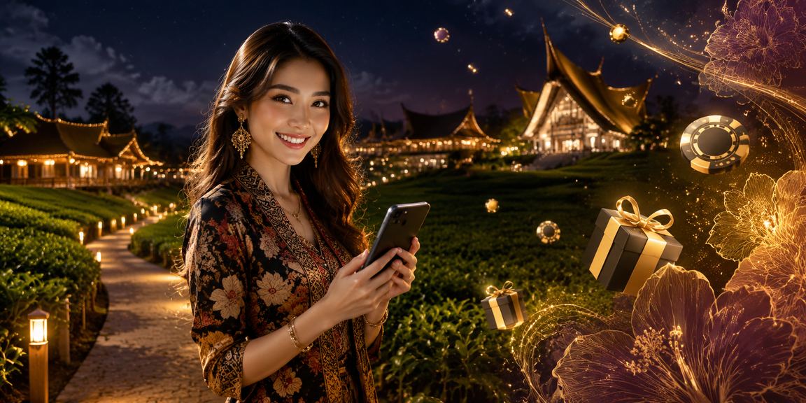 Pengguna Sarawak menggunakan platform kasino mudah alih khozkutop6b dengan gaya pakaian Melayu tempatan